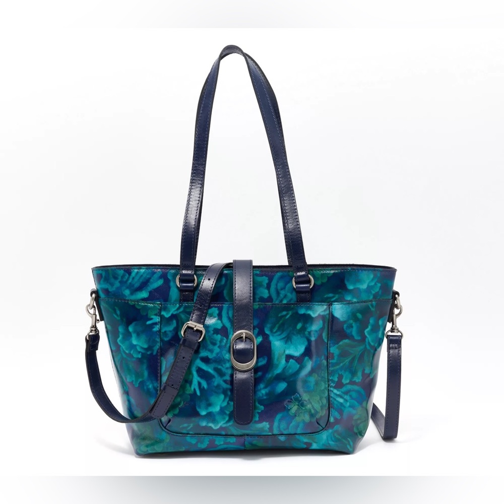 Patricia Nash Leather Noto Tote Blue Floral NWOT $199